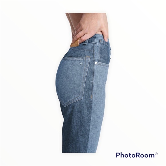 RAG & BONE Color Block Engineer High Rise Ankle Straight Leg Jeans, Size 27 - Picture 6 of 11
